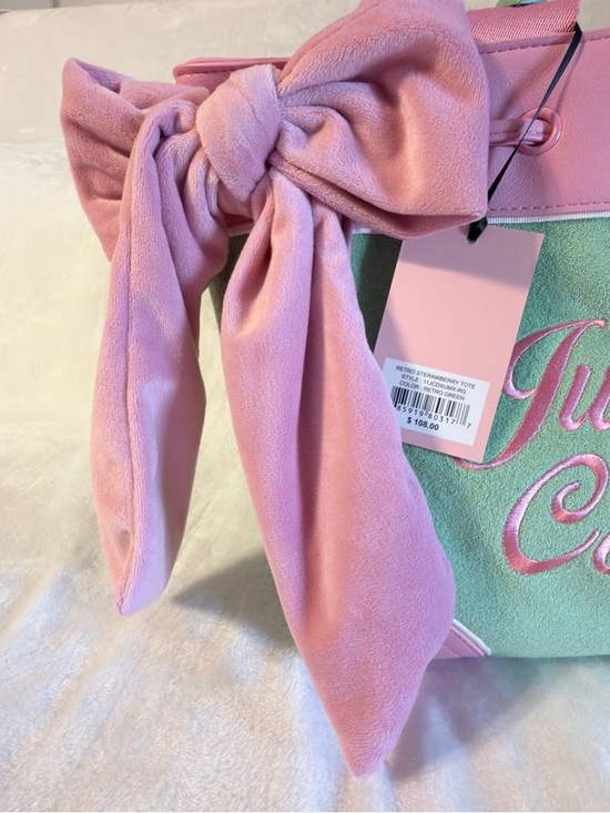 Juicy Couture Pink & Mint Strawberry Tote Bag with Bow Accent - Picture 3 of 7